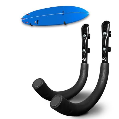 BPS Surfboard Wall Rack Marine Grade Stainless Steel Soft Padding Protection Boards Rail Home Garage Easy Install Surf Board Wall Rack - Image 1