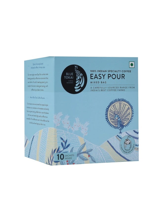 Blue Tokai Coffee Roasters Blue Tokai Easy Pour Coffee Drip Bags, Light to Dark Roast, 10 Sachets, 100% Arabica, 110g - Image 1