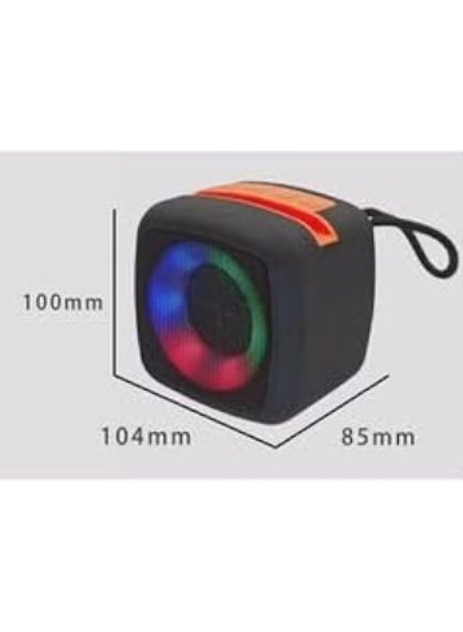 ميوزك سماعة بلوتوث محمولة مع أضواء LED، تدعم USB وبطاقة Micro SD، أسود - Image 2