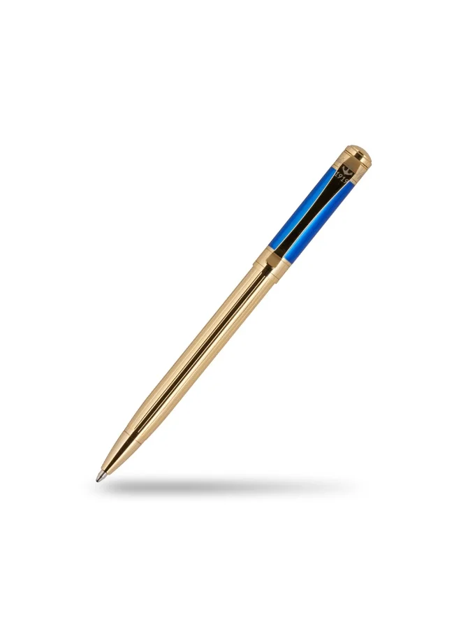 Ancora 1919 Discovery Blue Limited 888 Edition Refillable Ballpoint Pen - 24K Gold Trim - Engraved Luxury Pen - Gift for Men & women - Blue Ink ancora