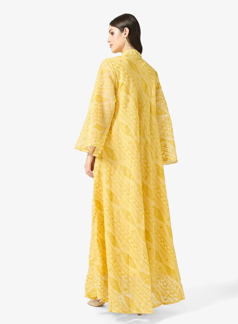 Khizana Embellished Jalabiya With Flared Sleeves