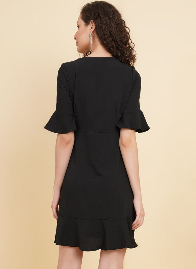 RAASSIO Black A-Line Dress for Women - Image 5