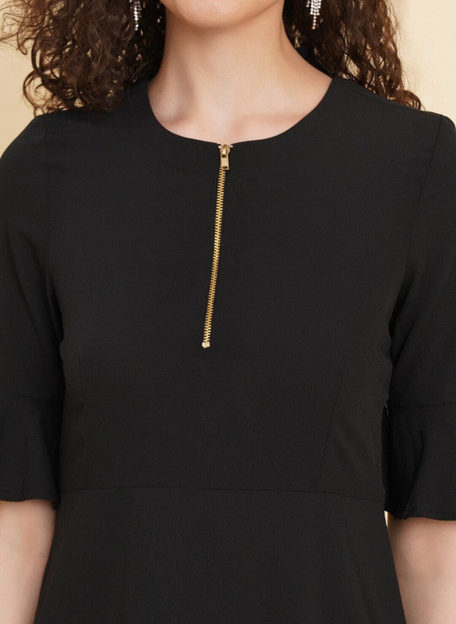 RAASSIO Black A-Line Dress for Women - Image 2
