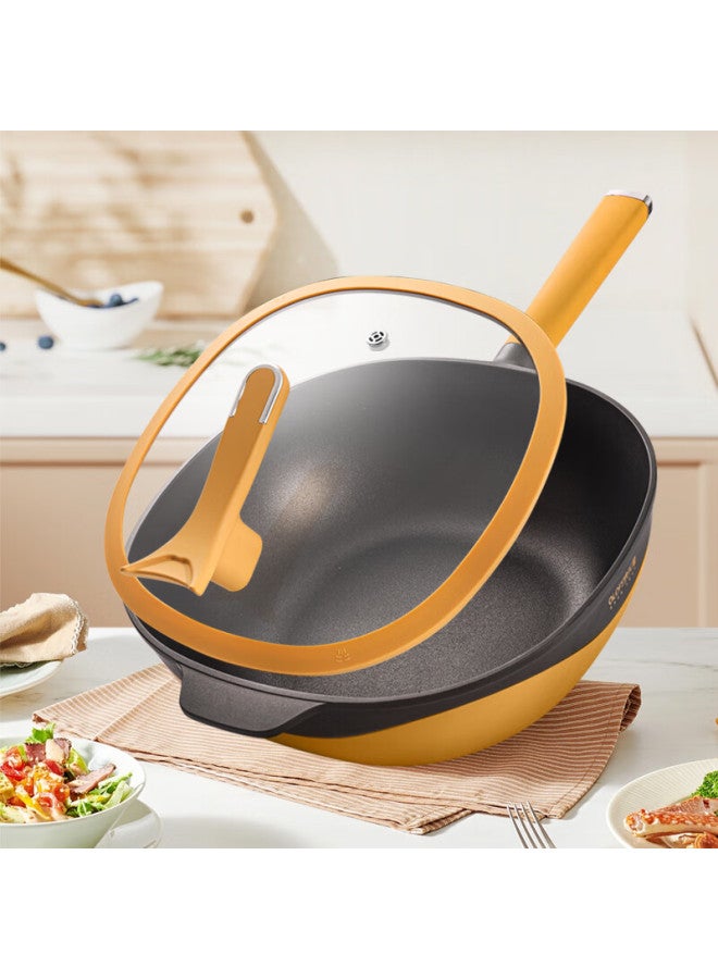 Olofe Non-stick Square Stir-fry Pan With Micro-pressure Home Titanium Extreme Rock Cast Non-stick Frying Pan 32cm Frying Pan With Steamer - Image 1