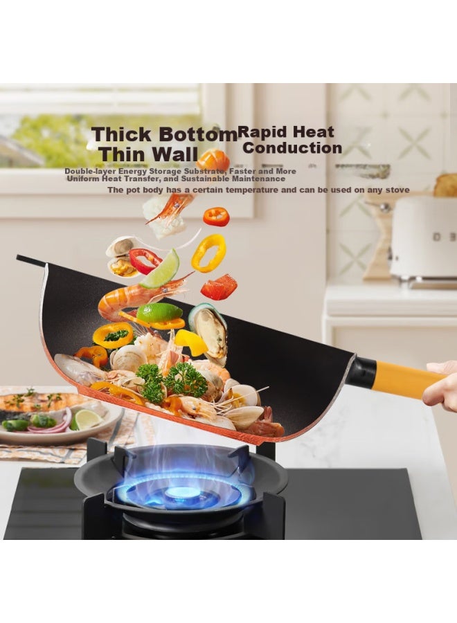 Olofe Non-stick Square Stir-fry Pan With Micro-pressure Home Titanium Extreme Rock Cast Non-stick Frying Pan 32cm Frying Pan With Steamer - Image 4
