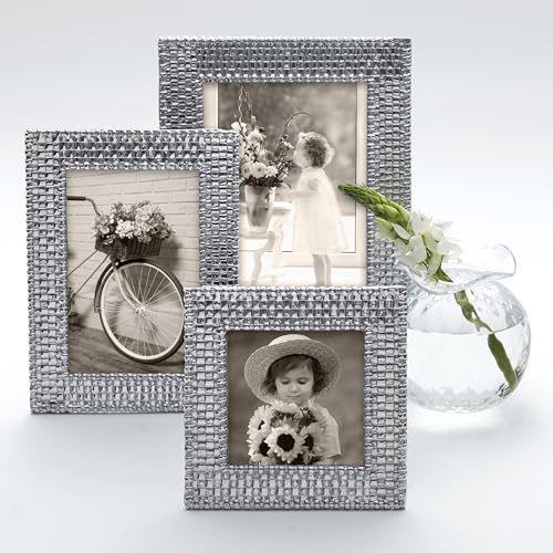 MARIPOSA Basketweave 4X6 Frame | Silver | Brillante | Frames | Decorative Photo Frames | Recycled SANDCAST Aluminum | Handmade in Mexico - Image 2