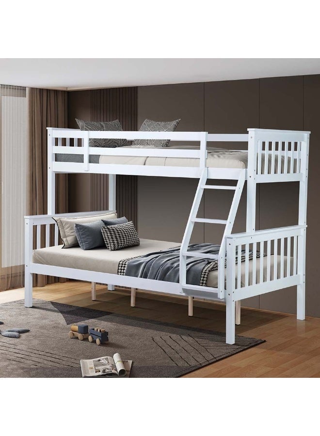 DANUBE HOME Derby 90X200/120X200 Solidwood Twin Bunk Bed Sturdy Modern Design Wooden Single Bed Frame Furniture Comfortable Bed (Mattress Not Included) Made In Malaysia L210Xw129Xh163Cm-White - Image 1