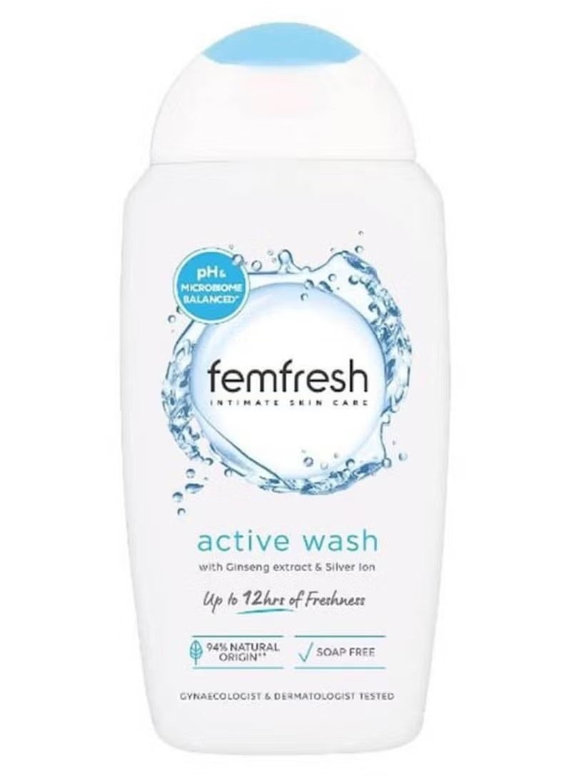 femfresh Intimate Care Active Wash, Ginseng & Silver Ion, 250ml - Image 1