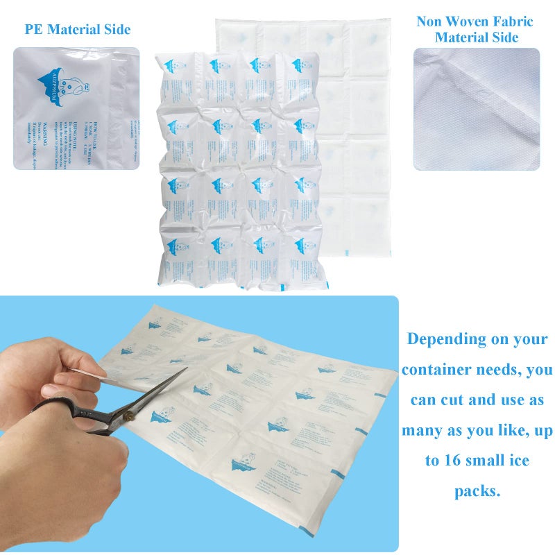 Auzpfrum Ice Packs for Shipping & Coolers - Dry Ice Sheets for Transporting Frozen Food - Long Lasting Cold Pack for Lunch Bags (4 Sheets x 16 Cells) - Image 4
