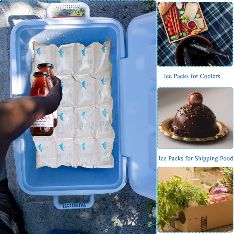 Auzpfrum Ice Packs for Shipping & Coolers - Dry Ice Sheets for Transporting Frozen Food - Long Lasting Cold Pack for Lunch Bags (4 Sheets x 16 Cells) - Image 2