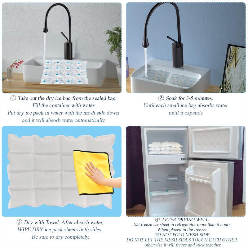 Auzpfrum Ice Packs for Shipping & Coolers - Dry Ice Sheets for Transporting Frozen Food - Long Lasting Cold Pack for Lunch Bags (4 Sheets x 16 Cells) - Image 5