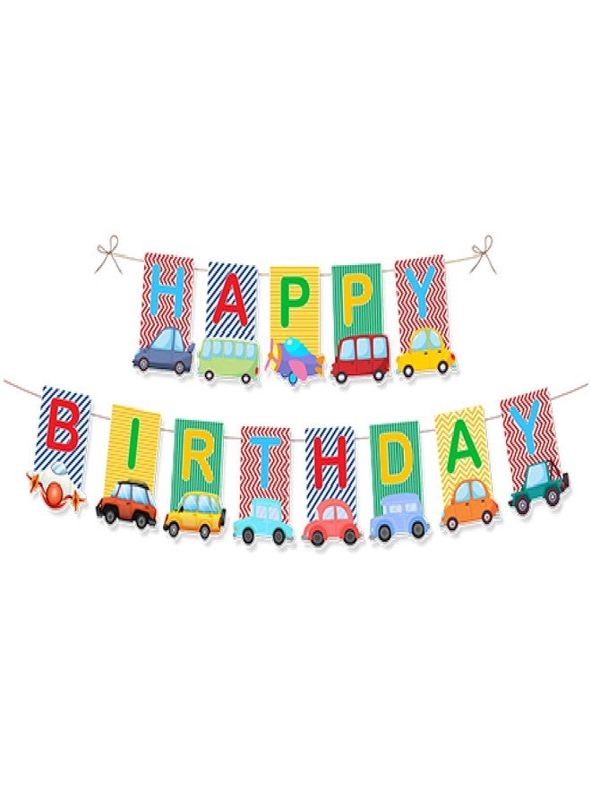 Suruchi Strokes Vehicle Birthday Decoration | Transport Theme Banner Bunting for Kids Car Theme Birthday Party - Image 2