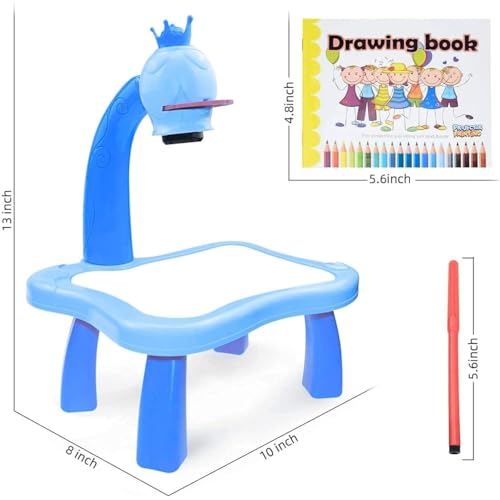 Braintastic Kids Projector Drawing Table with Light & Music | Educational Art & Tracing Toy with Patterns and Color Pens | for 3+ Years Boys & Girls (Blue) - Image 4