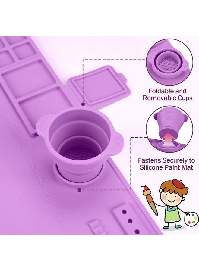 BeFunky Silicone Art Mat with Cup, Painting Mat for Crafts, Artist Mat with Brush Holders for Kids Gift, Clay, DIY Creations and Play Doh (Purple) - Image 4