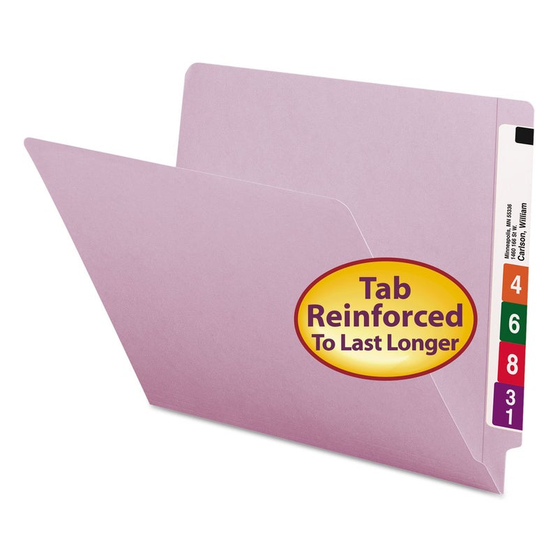Smead End Tab File Folder ShelfMaster Reinforced StraightCut Tab Letter Size Lavender 100 Per Box 25410