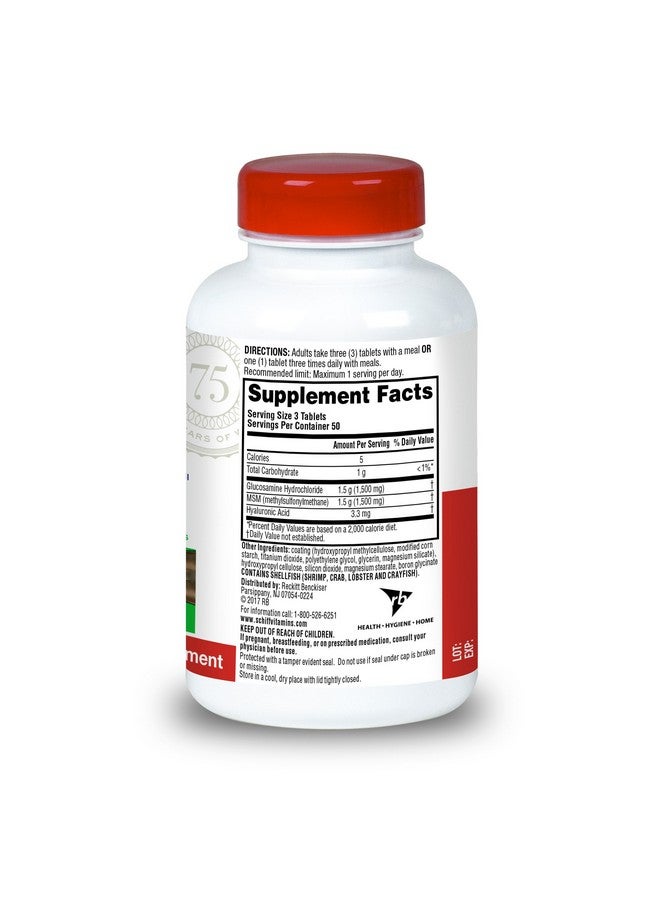 Schiff Glucosamine 1500mg Plus MSM 1500mg and Hyaluronic Acid, 150 tablets - Joint Supplement - Image 3