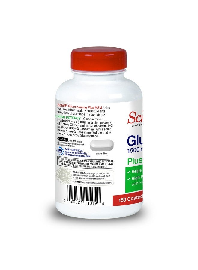 Schiff Glucosamine 1500mg Plus MSM 1500mg and Hyaluronic Acid, 150 tablets - Joint Supplement - Image 2