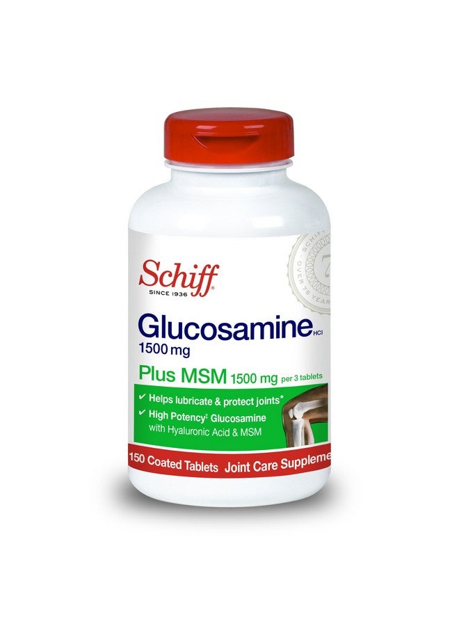 Schiff Glucosamine 1500mg Plus MSM 1500mg and Hyaluronic Acid, 150 tablets - Joint Supplement - Image 1