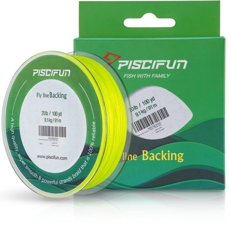 Piscifun Fishing Line Backing, Braided Fishing Backing Line, 20LB, 100yds, Fluorescent Yellow - Image 1