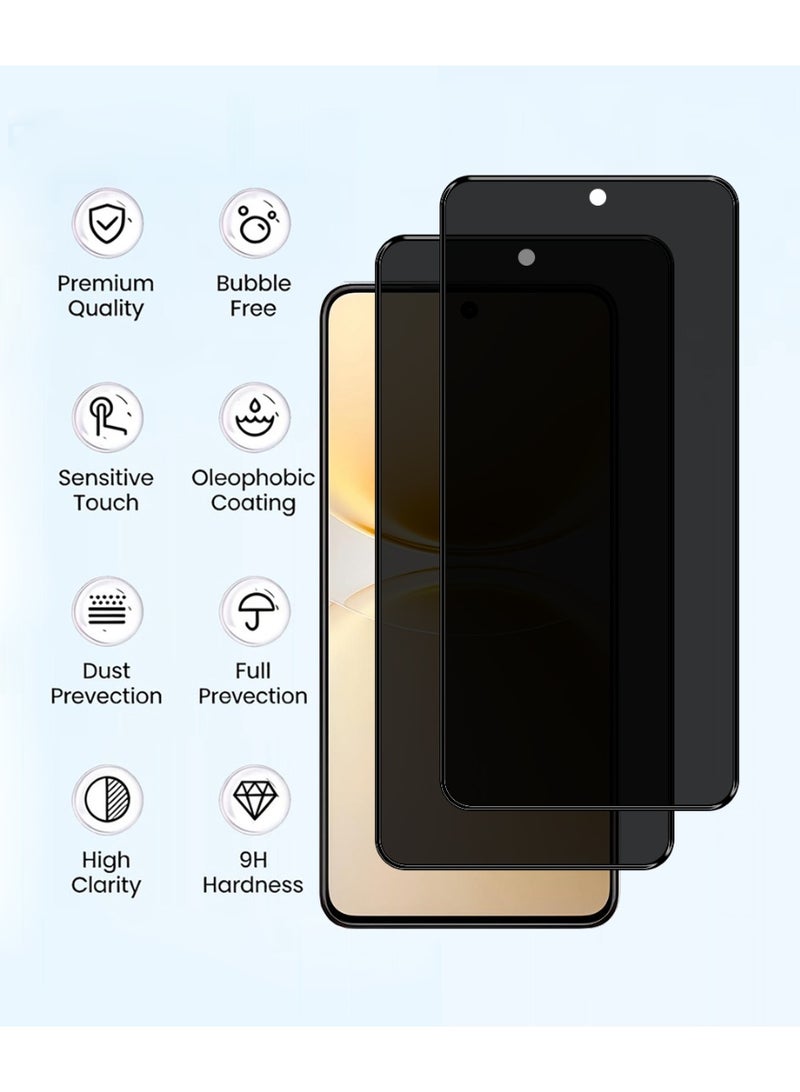 Yunpy [2+1 Packs] for VIVO V70 Lite Privacy Tempered Glass Screen Protector with Camera Lens Film, Including 2 Pack Front Privacy Glass and 1 Pack Camera Lens Film, 9H Hardness HD Clear Anti-Scratch Anti-Fingerprint Bubble-Free Case Friendly Screen Protector - Image 3