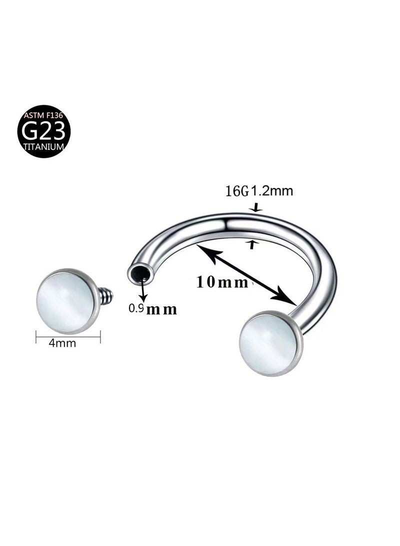 خاتم أنف وشفاه من التيتانيوم على شكل حرف U مرصع بالزركون - مقاوم للحساسية ومثالي للبشرة الحساسة