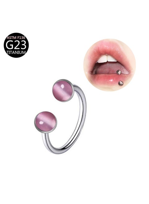 خاتم أنف وشفاه من التيتانيوم على شكل حرف U مرصع بالزركون - مقاوم للحساسية ومثالي للبشرة الحساسة