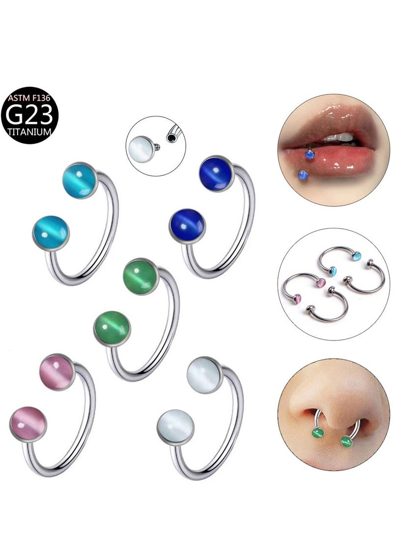 خاتم أنف وشفاه من التيتانيوم على شكل حرف U مرصع بالزركون - مقاوم للحساسية ومثالي للبشرة الحساسة