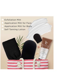Beauty by Earth Tanning Lotion Self Tanner Kit - USA Made with Organic & Natural Ingredients, Self Tanning Lotion & Application Kit, Non Toxic Gradual Tan Lotion, Sunless Tanning Lotion for Fake Tan for Women & Men  - Image 2