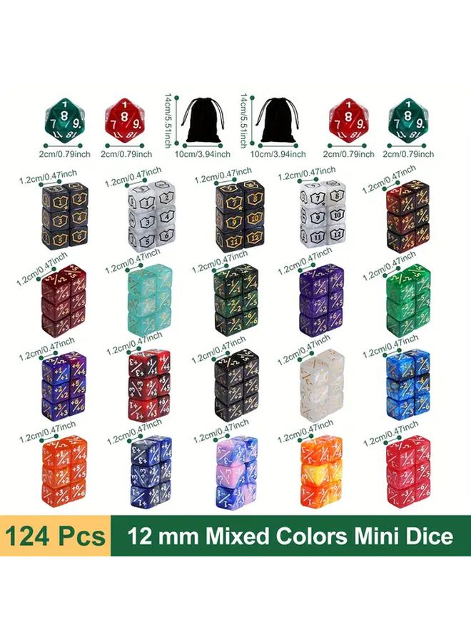 124 قطعة من مجموعة نرد ماجيك ذا غاذرين، 16 لونًا، نرد D4 وD20 لعبة عدادات الحياة، وعلامات دروع - Image 5