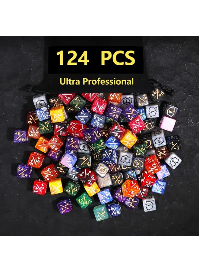 124 قطعة من مجموعة نرد ماجيك ذا غاذرين، 16 لونًا، نرد D4 وD20 لعبة عدادات الحياة، وعلامات دروع - Image 4