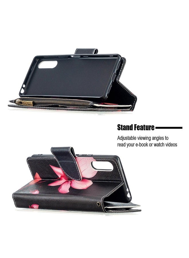 HuHa For Sony Xperia L4 Colored Drawing Pattern Zipper Horizontal Flip Leather Case with Holder & Card Slots & Wallet(Lotus)  - Image 4