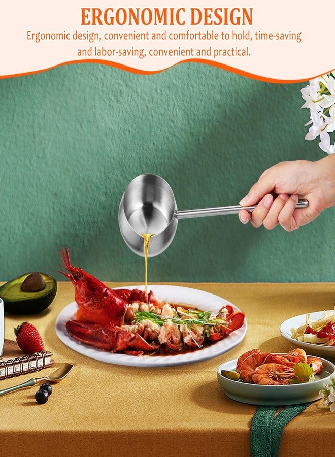HEALEEP Stainless Steel Soup Ladle, Metal Oil Ladle With Pour Spout Long Handle for Kitchen Cooking Serving Canning Soups and Drizzle Sauces, 280ml - Image 4