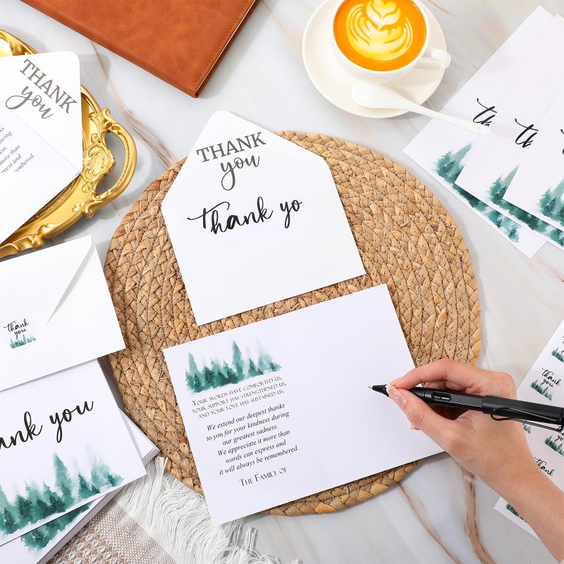 Fumete 50 Set Funeral Thank You Cards with Envelopes and Stickers Thank You Sympathy Cards with Meaningful Message Bereavement for Funeral Family Loved Ones Celebration of Life(Tree) - Image 4