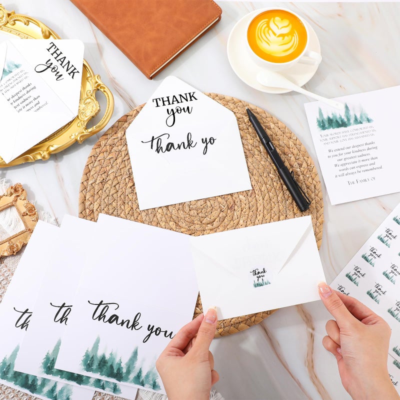 Fumete 50 Set Funeral Thank You Cards with Envelopes and Stickers Thank You Sympathy Cards with Meaningful Message Bereavement for Funeral Family Loved Ones Celebration of Life(Tree) - Image 5