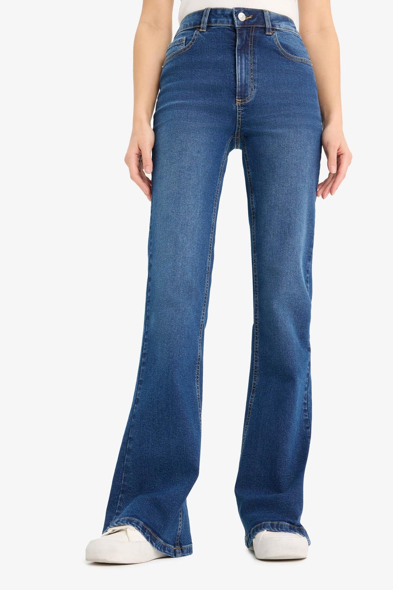 DeFacto Blue Woman Regular Hem Jean Trousers Casual - Image 5