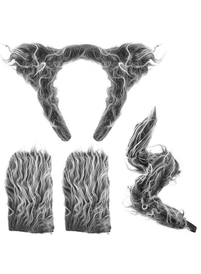 Cocide COCIDE 4Pcs Costume Accessory Set Ears Headband Tail Nose and Bow Tie Costume Accessories Set (Wolf) - Image 1