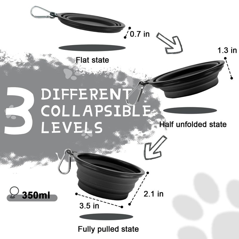 Rest-Eazzzy Collapsible Dog Bowls for Travel, 2-Pack Dog Portable Water Bowl for Dogs Cats Pet Foldable Feeding Watering Dish for Traveling Camping Walking with 2 Carabiners, BPA Free - Image 2