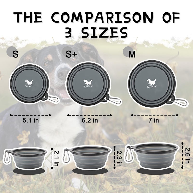 Rest-Eazzzy Collapsible Dog Bowls for Travel, 2-Pack Dog Portable Water Bowl for Dogs Cats Pet Foldable Feeding Watering Dish for Traveling Camping Walking with 2 Carabiners, BPA Free - Image 3