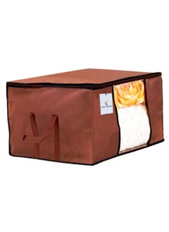 Kuber Industries Kuber Industries Polyester Underbed Storage Bag|Blanket Cover|Wardrobe Organizer For Clothes|Comforter Cover|Underbed Storage Bag,Storage Organiser,Blanket Cover Set Of 3-Dark Brown,Extra Large Size  - Image 2
