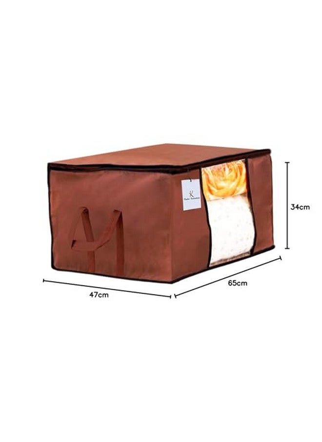 Kuber Industries Kuber Industries Polyester Underbed Storage Bag|Blanket Cover|Wardrobe Organizer For Clothes|Comforter Cover|Underbed Storage Bag,Storage Organiser,Blanket Cover Set Of 3-Dark Brown,Extra Large Size  - Image 5