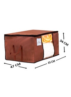 Kuber Industries Kuber Industries Polyester Underbed Storage Bag|Blanket Cover|Wardrobe Organizer For Clothes|Comforter Cover|Underbed Storage Bag,Storage Organiser,Blanket Cover Set Of 3-Dark Brown,Extra Large Size  - Image 4