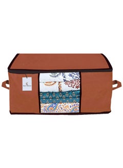 Kuber Industries Kuber Industries Polyester Underbed Storage Bag|Blanket Cover|Wardrobe Organizer For Clothes|Comforter Cover|Underbed Storage Bag,Storage Organiser,Blanket Cover Set Of 3-Dark Brown,Extra Large Size  - Image 3