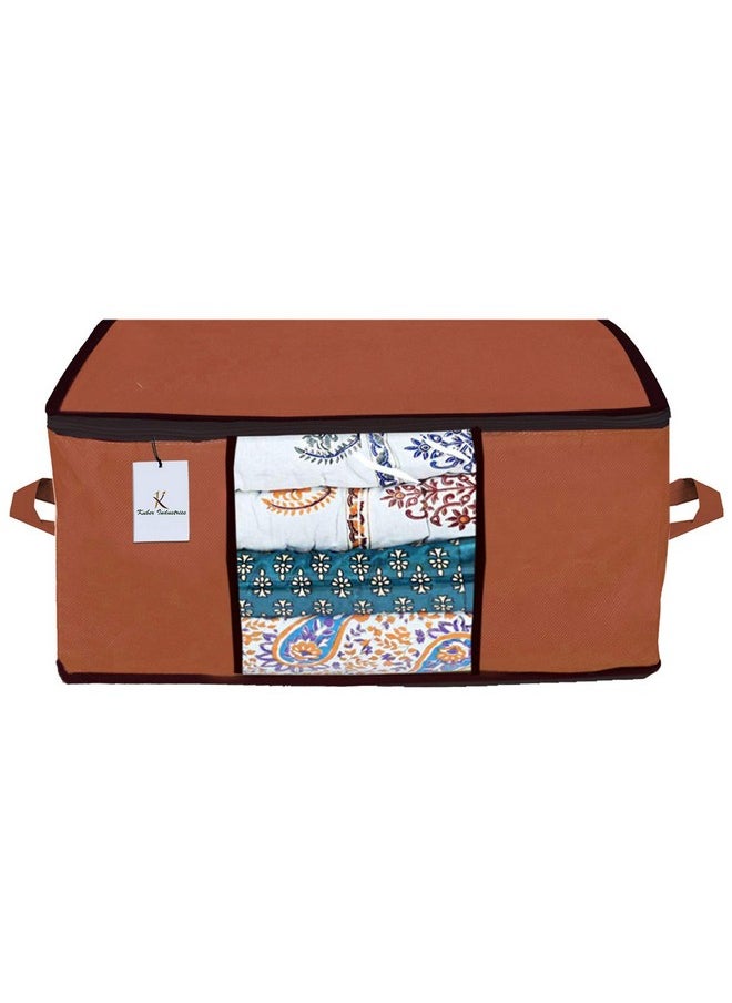 Kuber Industries Kuber Industries Polyester Underbed Storage Bag|Blanket Cover|Wardrobe Organizer For Clothes|Comforter Cover|Underbed Storage Bag,Storage Organiser,Blanket Cover Set Of 3-Dark Brown,Extra Large Size  - Image 3
