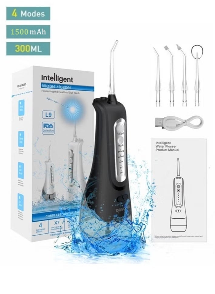 DOSCHER Portable Water Dental Flosser For Teeth Cleaning Dental Oral Irrigator With 4 Modes Scalable 4 Jet Nozzles IPX7 Water Resistance 300ML - Image 1