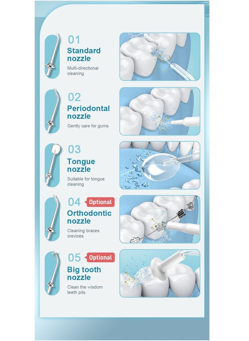 DOSCHER Portable Water Dental Flosser For Teeth Cleaning Dental Oral Irrigator With 4 Modes Scalable 4 Jet Nozzles IPX7 Water Resistance 300ML - Image 3