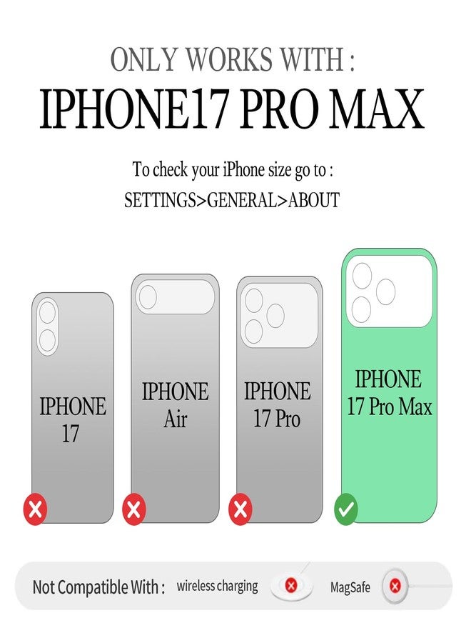 ZVE for iPhone 17 Pro Max Wallet Case for Women, Crossbody Purse with Wrist Strap Ring Holder Flip Cover 6.9 Inch-Black - Image 5