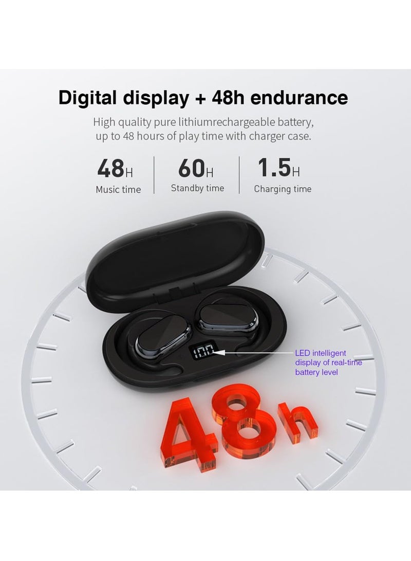 Open Ear Wireless Headphones with Bone Conduction, 48H Battery, IPX7 Waterproof, Perfect for Travel and Meetings, 360° Sound and LED Display - Image 5
