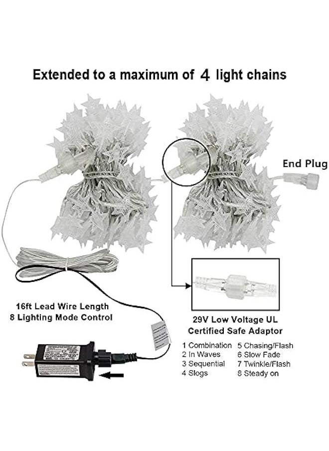 Arabest Warm White 100 LED Star String Lights, 33FT Waterproof Fairy Lights for Indoor and Outdoor Wedding Party,  Tree, New Year, Ramadan, Garden Decoration, Extendable Plug-in.  - Image 5