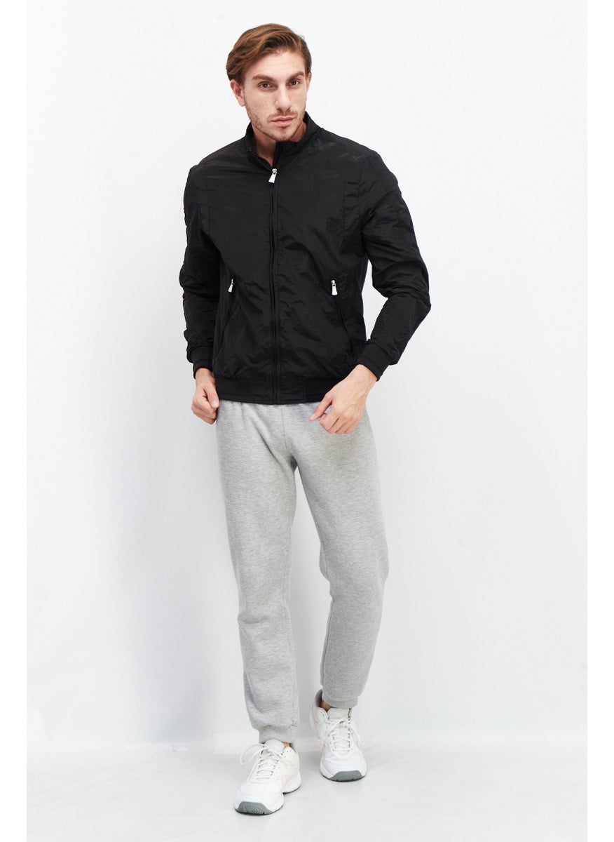 Sorbino Men Plain High Neck Windbreaker Jacket, Black  - Image 2