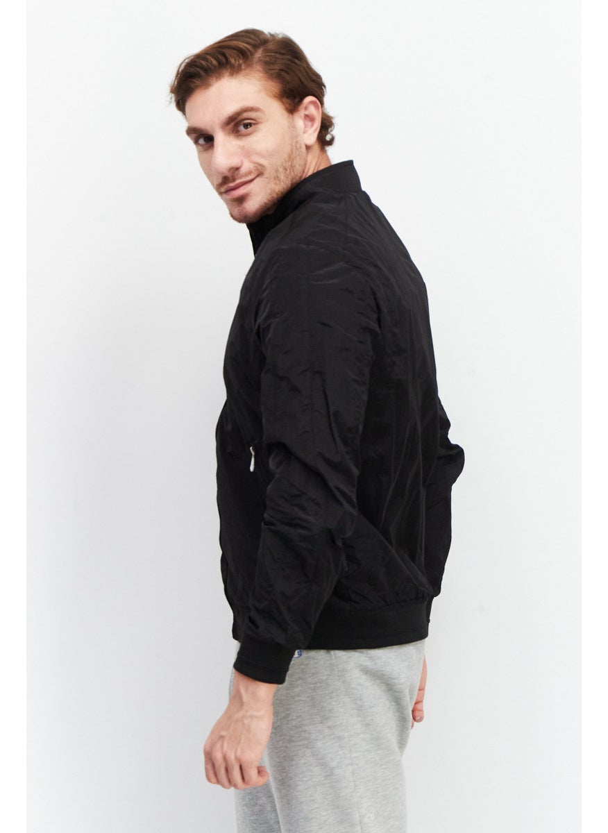 Sorbino Men Plain High Neck Windbreaker Jacket, Black  - Image 3